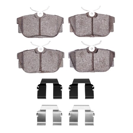 Dynamic Friction Co 5000 Advanced Brake Pads - Semi Metallic and Hardware Kit, Long Pad Wear, Rear 1551-0877-01
